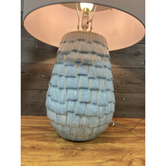 Uttermost Talima Blue Crackle Glaze Ceramic Table Lamp 29” Brushed Nickel - Picture 5 of 13